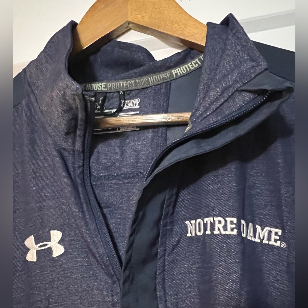 Notre Dame Under Armour 1/4 Zip Pullover Season Gear Navy Football Sports Logo S